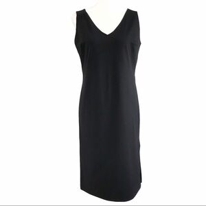 SHAN BLACK V-NECK SLEEVELESS TUNIC SLIP MINI DRESS - S